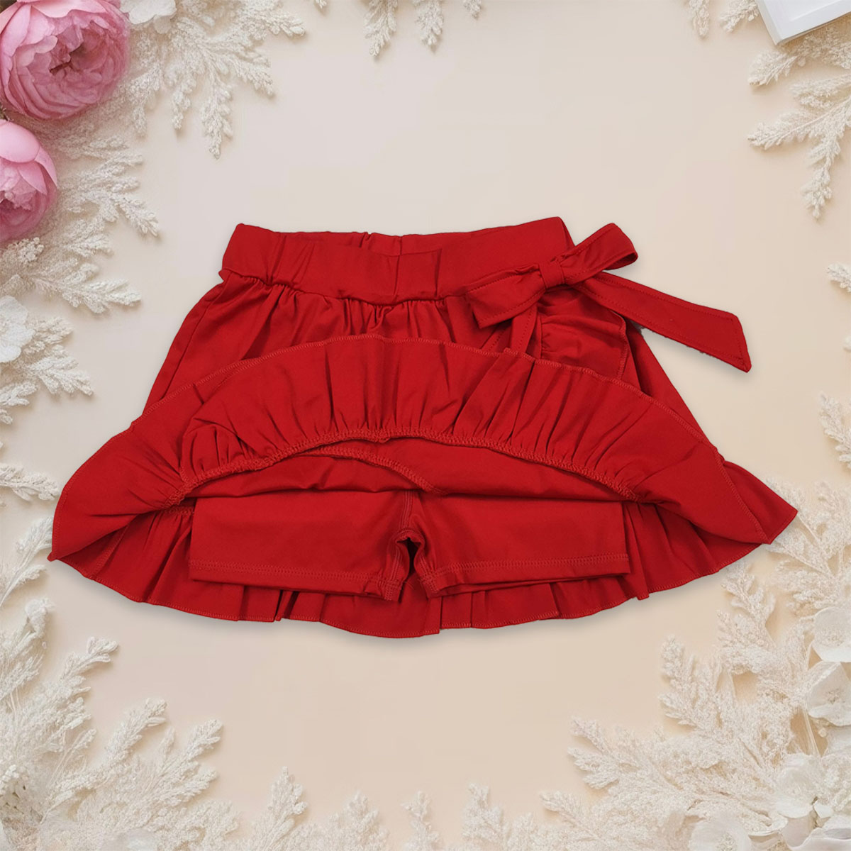 Baby Clothing Wholesale - Dziecięce spodenko-spódnice sportowe, oddychające, czerwone spódniczki