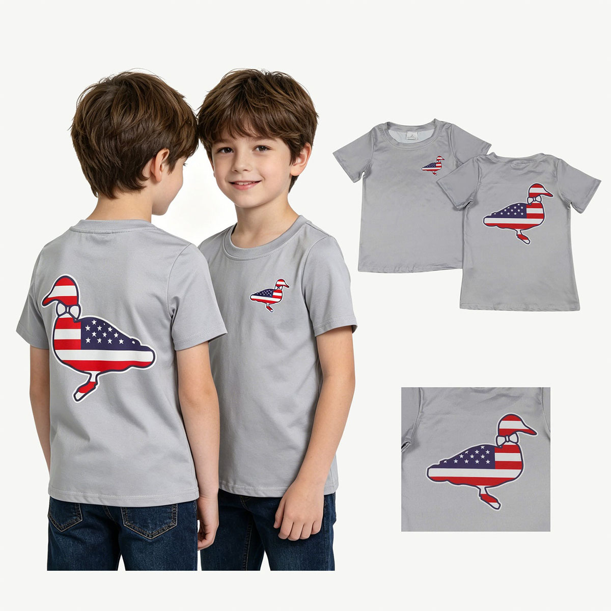 Baby Clothing Wholesale - Szare koszulki z krótkim rękawem dla