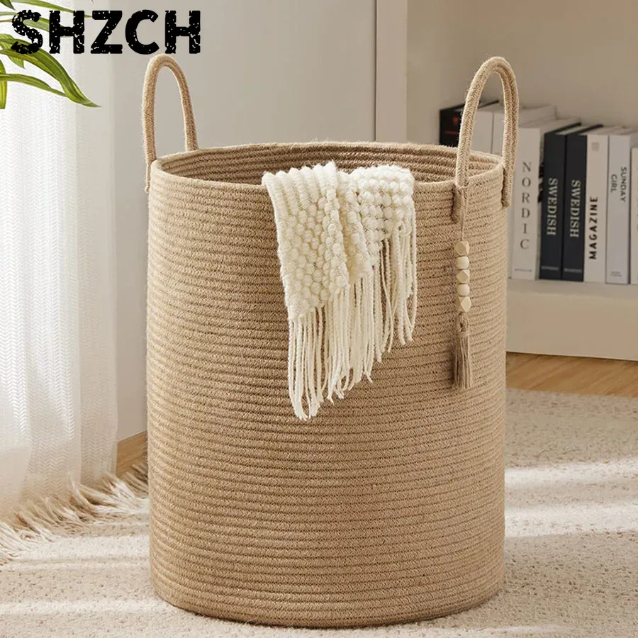 Baby Clothing Hamper - Duży kosz do przechowywania, wysoki, pleciony,